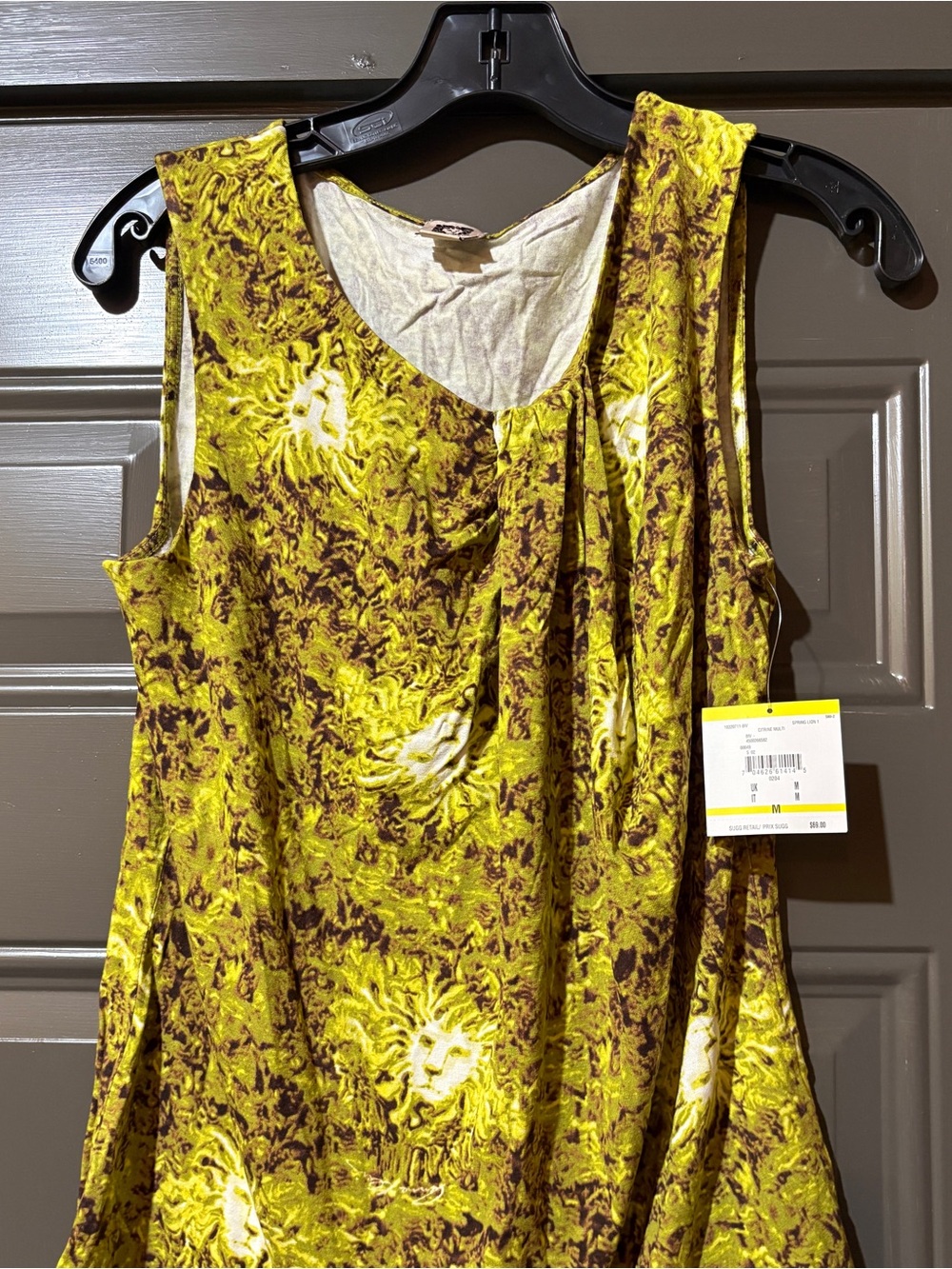 Anne Klein Sleeveless Women’s Tank Top in Yellow Green Lion Print